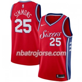 Män Philadelphia 76ers Tröja Ben Simmons 25 Nike 2017-18 Röd Swingman